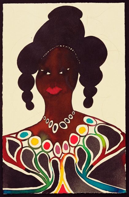 “Untitled (Afromuse)”, 1995–2005, Watercolor and pencil on paper