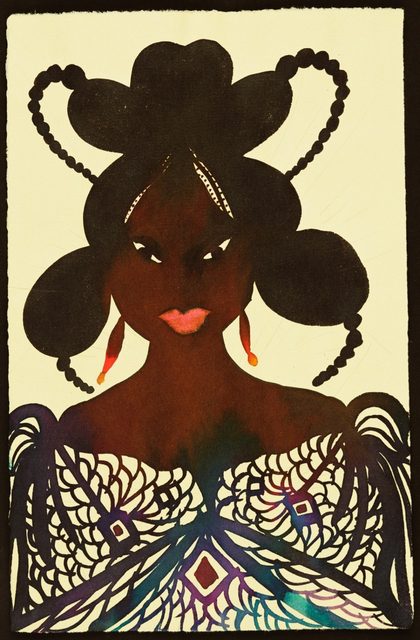 “Untitled (Afromuse)”, 1995–2005, Watercolor and pencil on paper