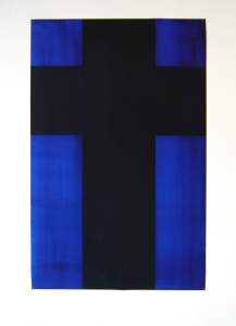 C. Gianakos, Cross IV (Greek Flag), 1991, mixed media on mylar, 55.5 X 91 cm