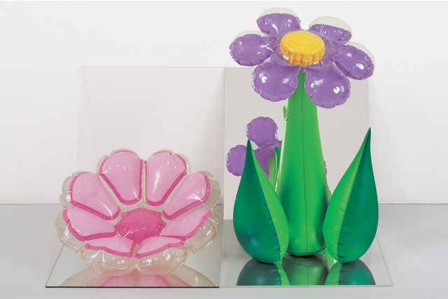 Jeff Koons, Inflatable Flowers (Short Pink, Tall Purple), 1979, Collection of Norman and Norah Stone. © Jeff Koons