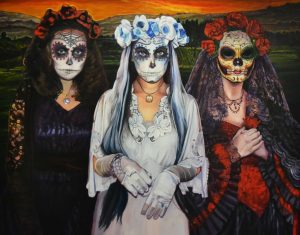 Dimitris Tzamouranis, Day of the dead, 2014, ladi se lino, 230x180cm