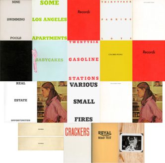Ed Ruscha, 20 artist books by Ed Ruscha, 1963-78, Black offset printing on white paper, Dimensions variable, © Ed Ruscha, Courtesy Gagosian Gallery