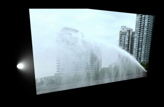 3. Neïl Beloufa. Still from People’s passion, lifestyle, beautiful wine, gigantic glass towers, all surrounded by water. 2011. Courtesy the artist, Galerie, Balice Hertling-Paris, François Ghebaly Gallery-Los Angeles, Mendes Wood DM-São Paulo and ZERO…-Milan