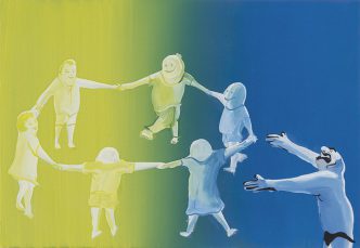 Tala Madani, The Dance, 2015, Collection of Laurie Mitchell and Brent Woods, Photo: Josh White, Courtesy MIT List Visual Arts Center