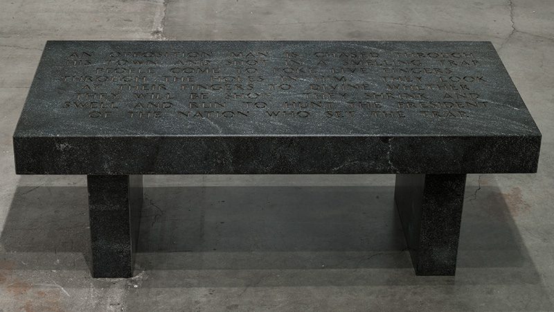 Jenny Holzer, Under a Rock: An opposition man is chased through..., 1986, Text: Under a Rock (1986), © 2016 Jenny Holzer, member Artists Rights Society (ARS)-NY, Courtesy Sprüth Magers