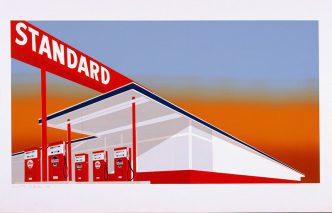 Ed Ruscha, Standard Station, 1966, Fine Arts Museums of San Francisco, Museum purchase, Mrs. Paul L. Wattis Fund, 2000.131.5.1, © Ed Ruscha