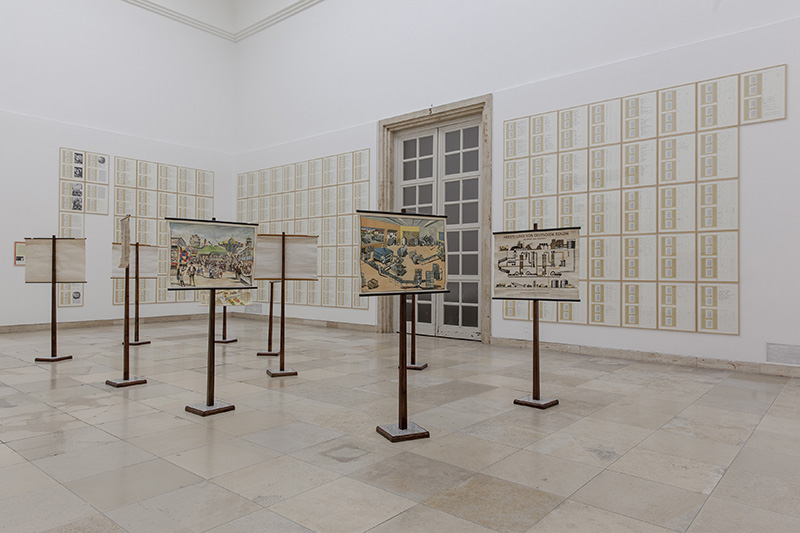 Hanne Darboven, Erdkunde I, II,III, 1986, Installation view, "Enlightenment" at Haus der Kunst Munich, 2015/16, © Hanne Darboven Foundation-Hamburg / ARS-New York 2016, Courtesy Sprüth Magers, Photo: Maximilian Geuter
