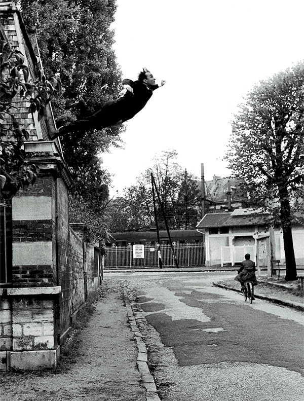 Yves Klein collaboration with Harry Shunk and János Kender, Leap Into the Void, at Fontenay-aux Roses-France 23/10/60, Artistic action by Yves Klein © Yves Klein - ADAGP-Paris, DACS- London 2016 & J. Paul Getty Trust