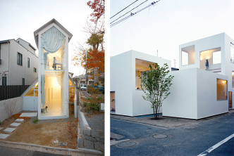 Left: Hideyuki Nakayama, O House, 2009, © Mitsutaka Kitamura, Right: Office of Ryue Nishizawa, Moriyama House, 2005, © Takeshi Homma, MAXXI Archive