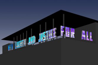 Jim Hodges, With Liberty and Justice for All (A Work in Progress), 2014–2016, Installation rendering for The Contemporary Austin – The Moody Rooftop at the Jones Center 2016, © the artist, Courtesy the artist, The Contemporary Austin Austin Archive
