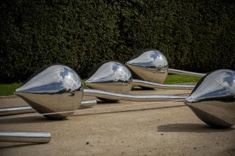 Not Vital, Let 100 Flowers Bloom (Detail), 2008, Stainless steel, 100 lotus ca. 3m long each, Photo: Jonty Wilde, Courtesy Galerie Thaddaeus Ropac, Paris/Salzburg