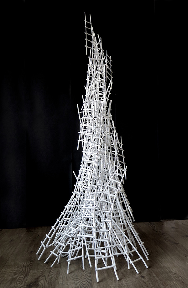 Walid Siti, Joined Ladder, 2016, Twigs, acrylic, 280x100x100cm, Variable size, © Courtesy of the artist and Zilberman Gallery-Istanbul/Berlin