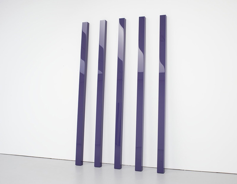John McCracken, Voice, 2008, Polyester resin, fiberglass and plywood, Overall dimensions: 304.8 x 192.4 x 35.6 cm, 5 parts, each: 304.8 x 12.7 x 8.9 cm, © The Estate of John McCracken, Courtesy David Zwirner New York/London