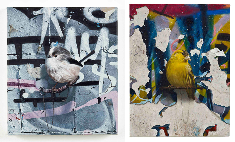 Left: Mat Collishaw, GASCONADES (TheChampIsHere), 2017, Photo Prudence Cuming, Courtesy the artist and BlainSouthern. Right: Mat Collishaw, GASCONADES (TheNewKing), 2017, Photo Prudence Cuming, Courtesy the artist and BlainSouthern