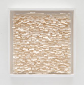 Rakuko Naito, Untitled, 2014, Japanese paper, 43.2 x 43.2 x 8.6 cm, Courtesy of the artist and Blum & Poe-Los Angeles/New York/Tokyo