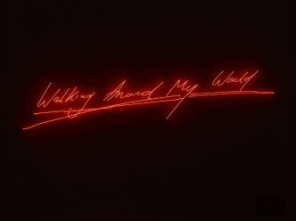 Tracey Emin, Walking Around My World, 2011, neon, 46 x 246 x 6.5 cm, © Tracey Emin, Photo: Ben Westoby, Courtesy White Cube, Art Cologne Art Fair 2017 Archive