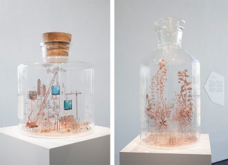 Left: Nandita Kumar, pOLymORpHic hUMansCApE, 2013, Courtesy Galerie Felix Frachon-Brussels, Photo: Finnish National Gallery / Pirje Mykkänen. Right: Nandita Kumar, The Unwanted Ecology, 2016, Courtesy Galerie Felix Frachon-Brussels, Photo: Finnish National Gallery / Pirje Mykkänen