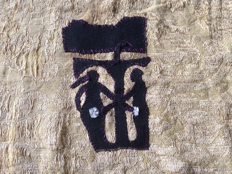 Irina Zatulovskaya, Back Home, 2017, Embroidery, Venetian silk, wool, cloth, gold, 36 × 223 mm, Courtesy of the artist