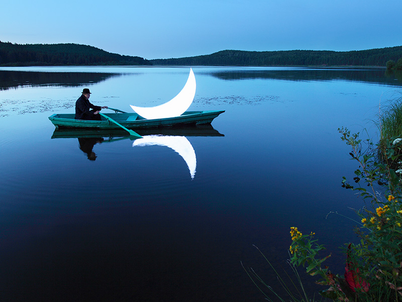 Leonid Tishkov, Private Moon, 2003–17, Light installation, photographs, video, Courtesy of the artist