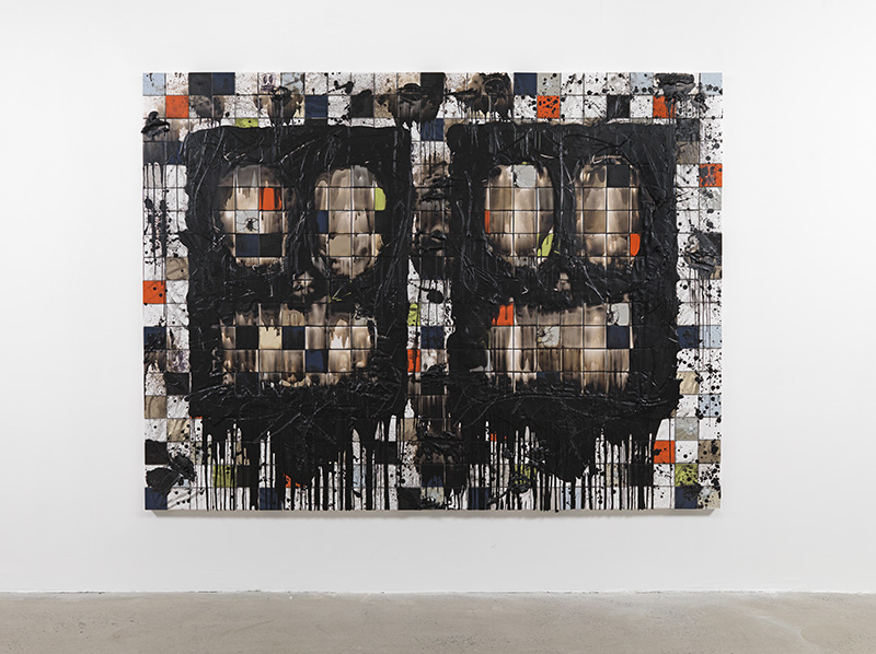 Rashid Johnson, Untitled Clowns, 2017, Ceramic tile, black soap, and wax, 185.4 x 240 x 6.4 cm, © the artist, Courtesy Hauser & Wirth