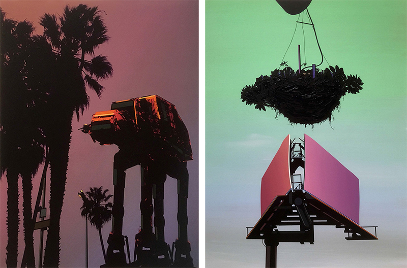 Left: Glen Rubsamen, Mulage, 2017, Acrylic on panel, 61 x 45.7 cm, Courtesy of the artist and Christopher Grimes Gallery-Santa Monica. Right: Glen Rubsamen, None of My Business, 2015, Acrylic on panel, 101.6 x 76.2 cm, Courtesy of the artist and Christopher Grimes Gallery-Santa Monica