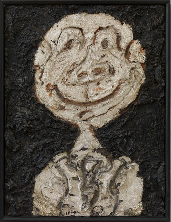 Jean Dubuffet, Personnage hilare (Portrait de Francis Ponge), 1947, Oil on plaster on cardboard, 60.5 x 45.5 cm, Collection Stedelijk Museum Amsterdam, Donation of the artist