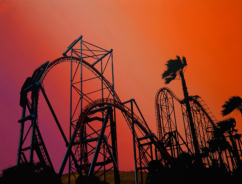 Glen Rubsamen, Magic Mountain, 2017, acrylic on panel, 122 x 162.2 cm, Courtesy of the artist and Christopher Grimes Gallery-Santa Monica