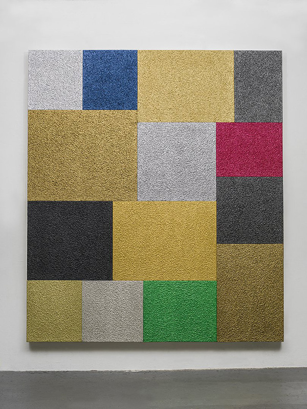 Peter Halley, THE SUMMONING, 2017, Acrylic, metallic acrylic, pearlscement acrylic, Roll-a-Tex on canvas, 245.5 x 215 x 10.1 cm, Gary Tatintsian Gallery Archive