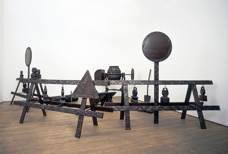 Wim Delvoye, Chantier – Labour of Love, 1992, Exotic wood, Variable dimensions, Collection Musée national d'histoire et d'art-Luxembourg, © 2017 ProLitteris-Zurich / Wim Delvoye, Photo: Studio Wim Delvoye, Belgium, Museum Tinguely Archive