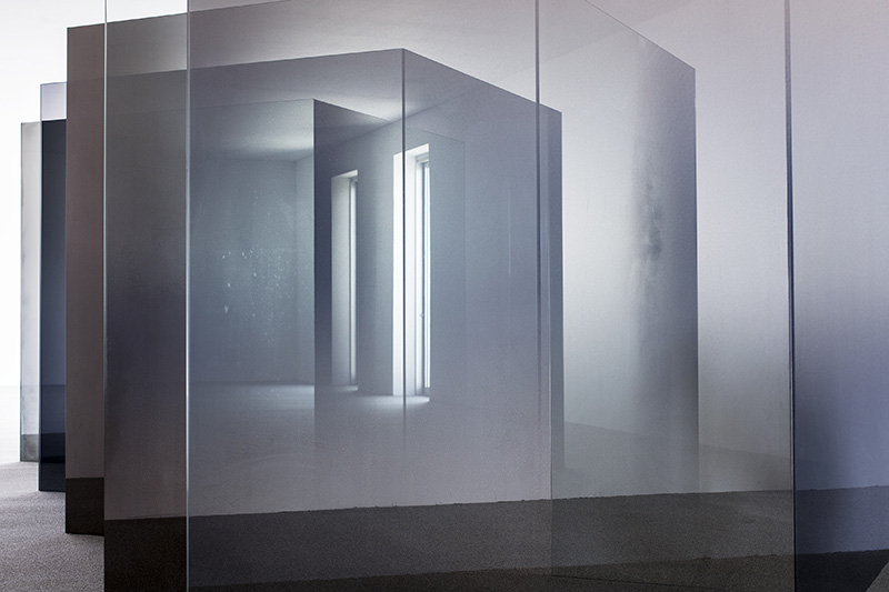 Larry Bell, 6 x 6 An Improvisation, Chinati-Marfa-Texas, October 2014 - July 2015, Mixed media, 286.1 x 141.5 x 10.1 cm, © Larry Bell, Photo © Alex Marks, 2014 Courtesy Chinati Foundation, White Cube Archive