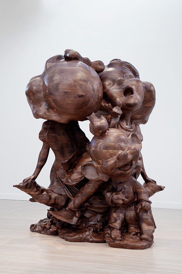Paul McCarthy, WS - White Snow Dopey Dream Double, 2015, Black walnut, 231.4 x 227.1 x 304.8 cm /, Installation view, 'Paul McCarthy: White Snow, Wood Sculptures', Henry Art Gallery, University of Washington, Seattle WA-2016, Photo: Mark Woods, © Paul McCarthy, Courtesy the artist and Hauser & Wirth
