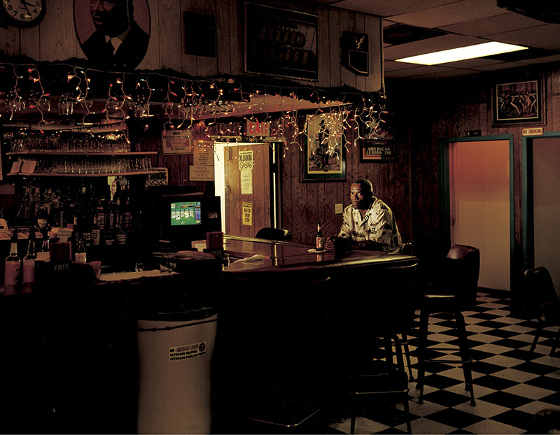 Taryn Simon, Frederick Daye, Alibi location-American Legion Post 3100San Diego-California, where 13 witnesses placed Daye at the time of the crime, Served 10 years of a Life sentence for Rape, Kidnapping and Vehicle Theft, The Innocents, 2002, Framed archival inkjet print and Letraset on wall, 122.6 x 158.1 cm, © Taryn Simon, Courtesy Gagosian Gallery, Guild Hall Archive