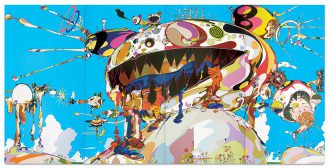 Takashi Murakami, Tan Tan Bo Puking - a.k.a. Gero Tan, 2002, Acrylic on canvas mounted on board, 360 x 720 x 6.7 cm, Courtesy Galerie Perrotin, ©2002 Takashi Murakami/Kaikai Kiki Co., Ltd. All Rights Reserved. Photo: Adam Reich