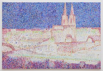 Reena Spaulings, Postcard (Cologne & Rhine) (II) [Detail], 2010, Diptych, acrylic on canvas, Each 20 x 15 x 12 cm, © Courtesy of the artist and Galerie Buchholz-Berlin/Cologne/New York, , Museum Ludwig-Cologne Archive