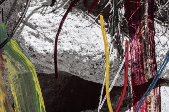 Sam Falls, Roots (Detail), 2016-17, Acrylic on silver gelatin print, framed, Frame 152.5 x 122 cm, Photo: Joshua White, Courtesy Galerie Eva Presenhuber-Zurich/New York