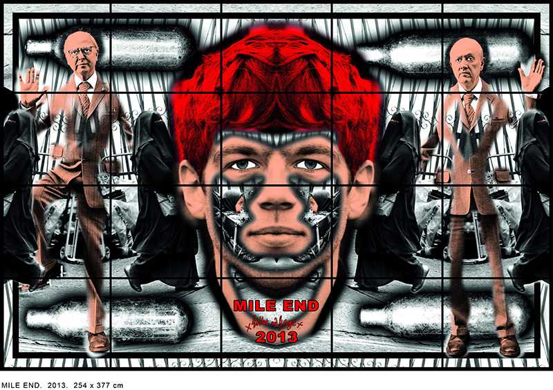 Gilbert & George, MILE END, 2013, 254 × 377 cm, © Gilbert & George, Courtesy of Galerie Thaddaeus Ropac London/Paris/Salzburg, Ludwig Museum Archive