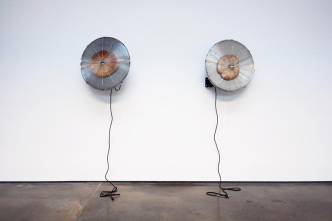 Carlos Reyes, We give back credit, 2015-17, Industrial fan, bread, 69.2 x 44.45 cm. each, Installation dimensions variable, ©Carlos Reyes, Courtesy White Flag Projects-St. Louis, Luxembourg & Dayan Gallery Archive