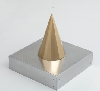 Artur Lescher, Finial 7, 2017, Aluminum and brass, 18.1 x 15.7 x 15.7 in, Galeria Nara Roesler Archive