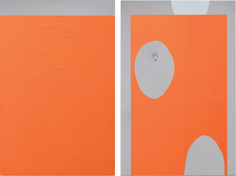 Left: Carlito Carvalhosa, Untitled (P62), 2017, Oil on aluminium, 48 x 31.5 in, Galeria Nara Roesler Archive. Right: Carlito Carvalhosa, Untitled (P62), 2017, Oil on aluminium, 48 x 31.5 in, Galeria Nara Roesler Archive
