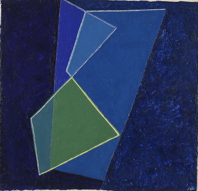 Josef Albers, Prismatic II, 1936, Oil on wood composition panel, 45.7 × 48.3 cm, The Josef and Anni Albers Foundation, © 2017 The Josef and Anni Albers Foundation/Artists Rights Society (ARS)-New York