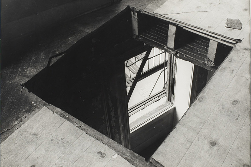 Gordon Matta-Clark, Bronx Floors, 1973, Gelatin silver print, 27.9 x 35.2 cm, Courtesy The Bronx Museum of the Arts