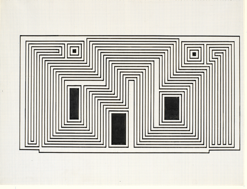 Josef Albers, Study for Sanctuary, 1941–42, Ink on paper, 43.2 × 55.9 cm, The Josef and Anni Albers Foundation, © 2017 The Josef and Anni Albers Foundation/Artists Rights Society (ARS)-New York