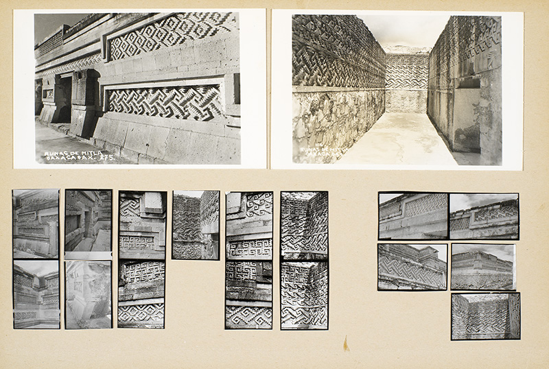 Josef Albers, Untitled (Mitla, Mexico), 1956, Sixteen gelatin silver prints and two found postcards, mounted on cardboard, 20.3 × 30.5 cm, The Josef and Anni Albers Foundation, © 2017 The Josef and Anni Albers Foundation/Artists Rights Society (ARS)-New York