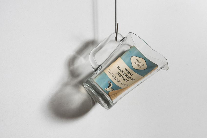 Richard Wentworth, Varius Truths, 2017, Glass pitcher, book and hook, 25.4 x 22.9 x 20.3 cm, Peter Freeman, Inc. Archive¬
