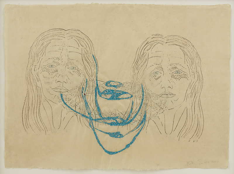 Kiki Smith, Gift, 2016, Crayon and glitter on handmade laid paper, 52,1×71,1 cm, Courtesy the artist and Galleria Raffaella Cortese-Milano