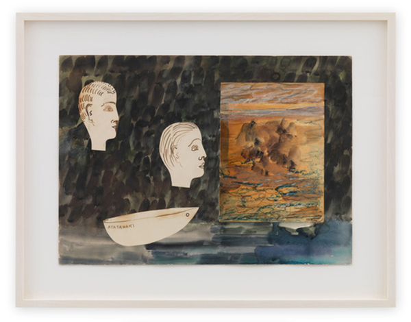 Fausto Melotti, Atatanaki, 1958, Collage, tempera, pastell colour and burn marks on paper, 50 x 70 cm, © Fondazione Fausto Melotti, Milan, Courtesy the Foundation and Hauser & Wirth