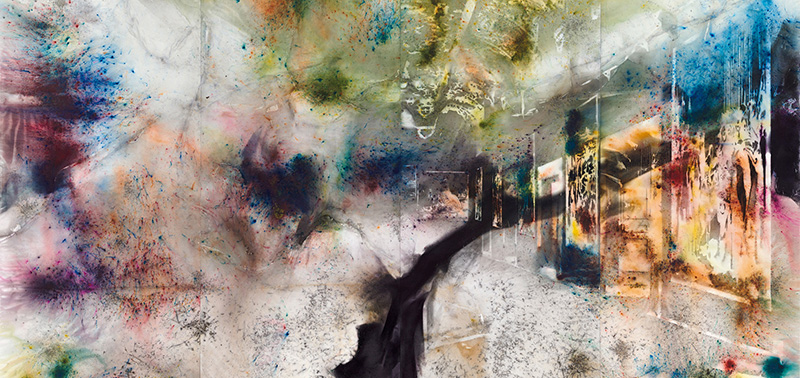 Cai Guo-Qiang, Salón de Reinos…, 2017, Gunpowder on canvas, 360 x 600 cm, © Cai Guo-Qiang, Courtesy Museo Nacional del Prado
