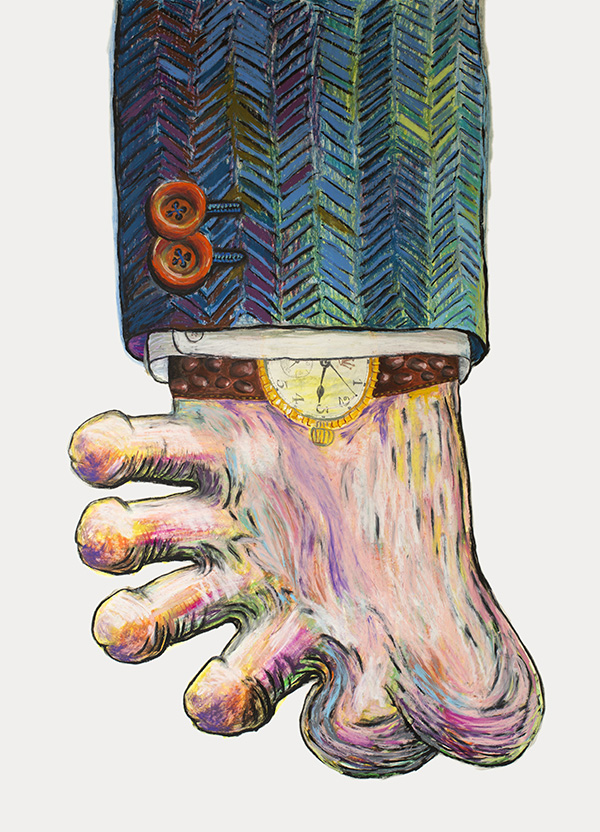 Memed Erdener, Hand of the State, 2017, Oil pastel on paper, 140 x 100 cm, © Memed Erdener, Courtesy the artist and Zilberman Gallery-Istanbul/Berlin