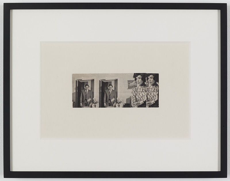 John Stezaker, Double I (Photoroman), 1976-77, Collage, 6.5 x 16.2 cm, Courtesy Petzel Gallery
