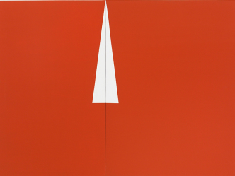 Carmen Herrera, Red with White Triangle, 1961, Acrylic on Canvas, 121.9 x 167.6 cm, Private Collection-New York, © Carmen Herrera, Photo: © Art Collection NR, Courtesy Kunstsammlung Nordrhein-Westfalen